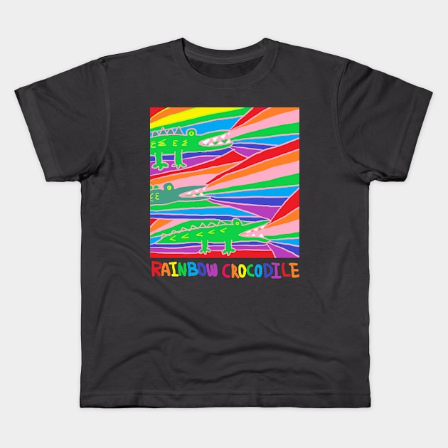 rainbow crocodile Kids T-Shirt by zzzozzo